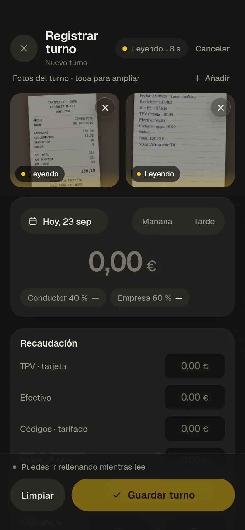 Registrar turno mientras lee las dos fotos